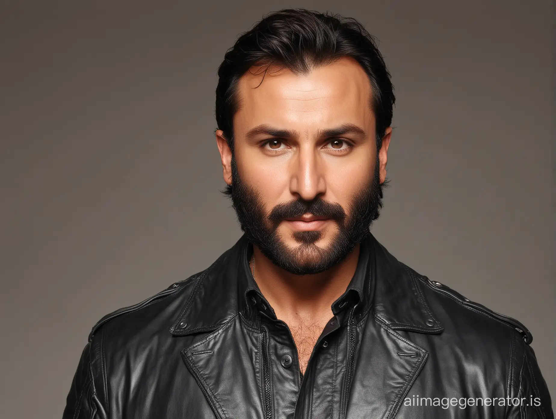 Suave-Saif-Ali-Khan-Stylishly-Relaxed-in-Leather-Jacket-and-Fuller-Beard