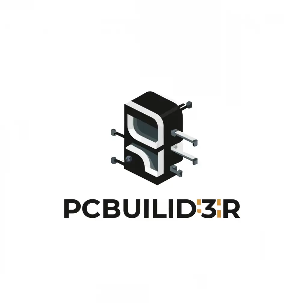 a logo design,with the text "PCBUILD3R", main symbol:3D objects, Screwdriver,Minimalistic,be used in Technology industry,clear background