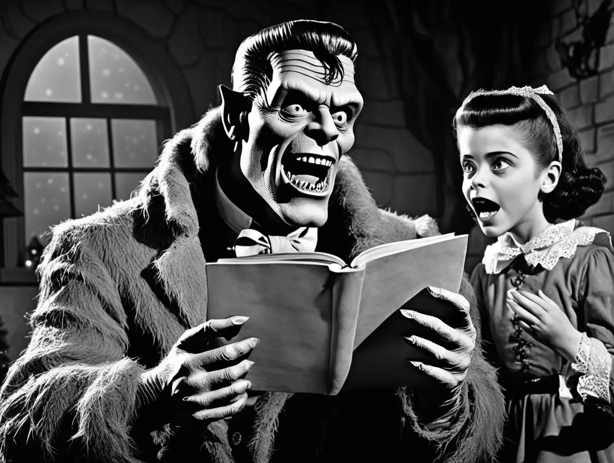 Frankenstein creature from the black lagoon the wolfman dracula singing Christmas carols