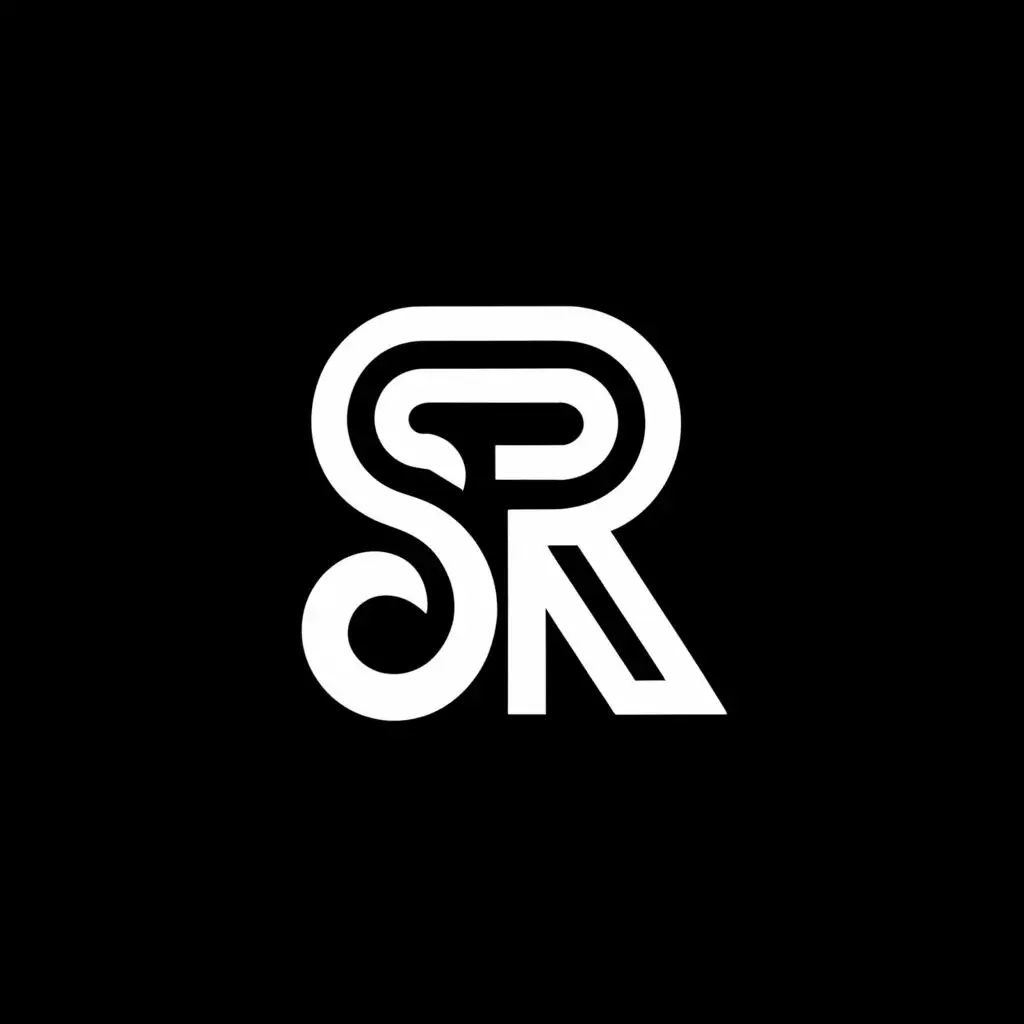logo, monogram, music, black and white, with the text "SR", typography, be used in Entertainment industry