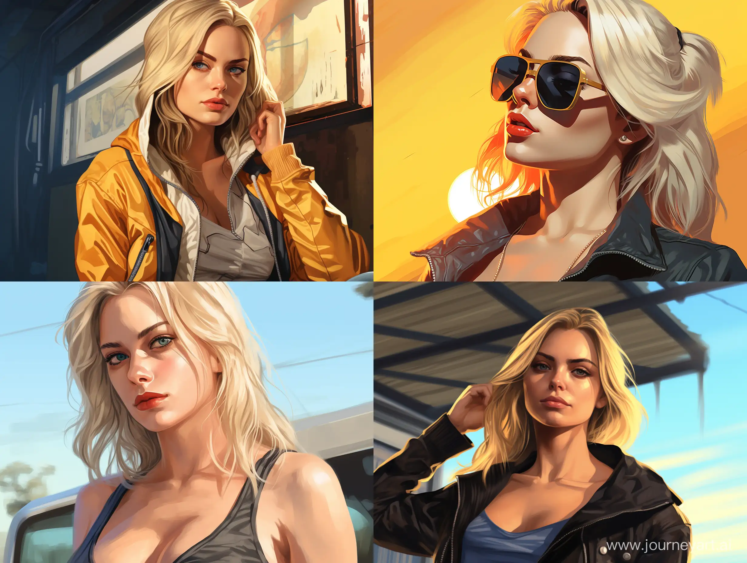 Blonde-Women-Poses-in-GTA-5-Cel-Shading-Art