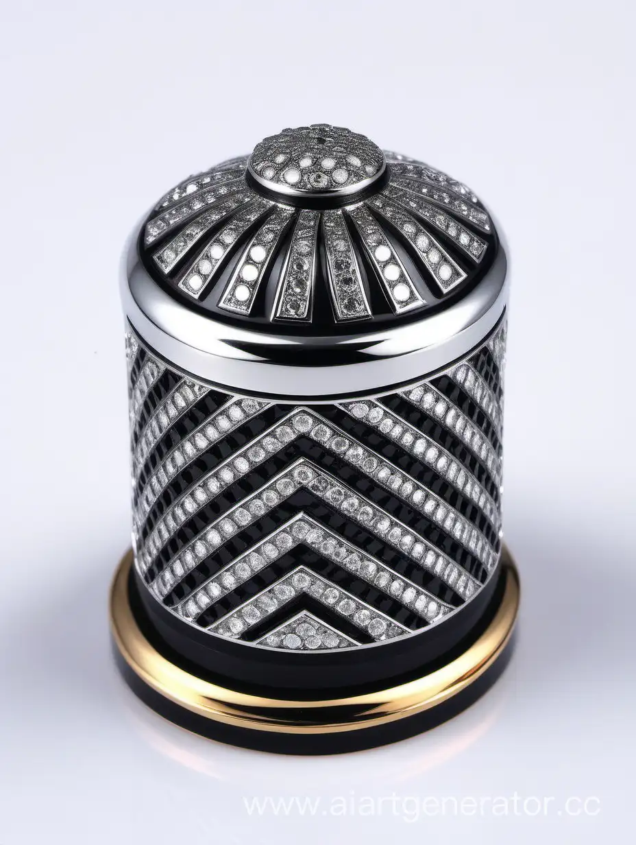 Zamac Perfume decorative ornamental long cap, metallizing finish black and white round diamond on top