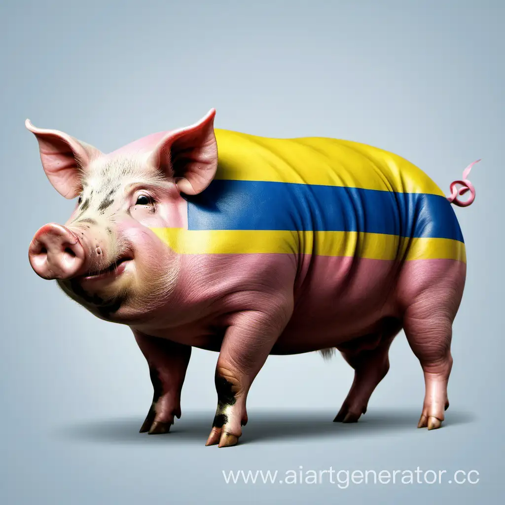 Огромная свинья с флагом Украины