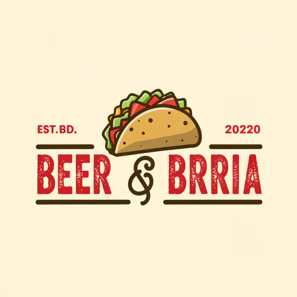 a logo design,with the text "BEER & BIRRIA", main symbol:taco,Moderate,be used in Restaurant industry,clear background
