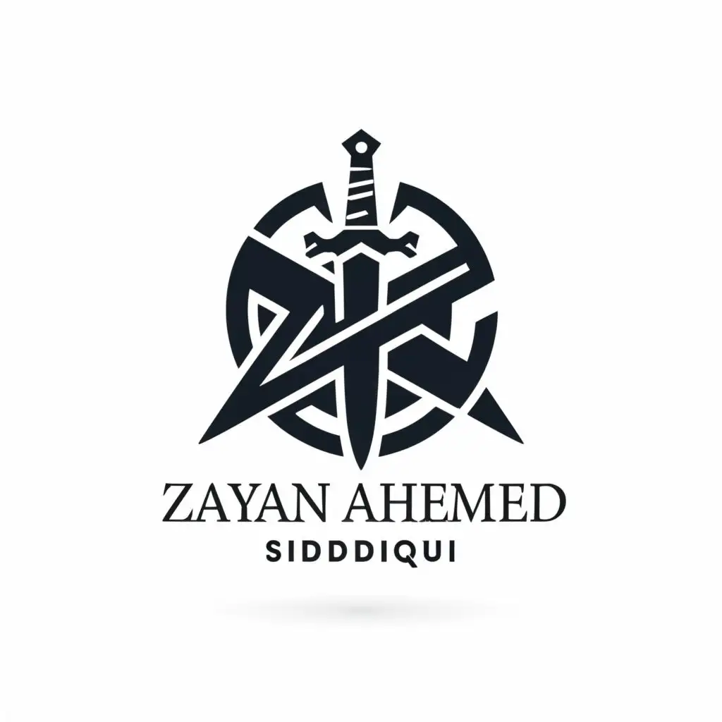 logo, SWORD, with the text "Zayan Ahmed Siddiqui", typography, be used in Travel industry