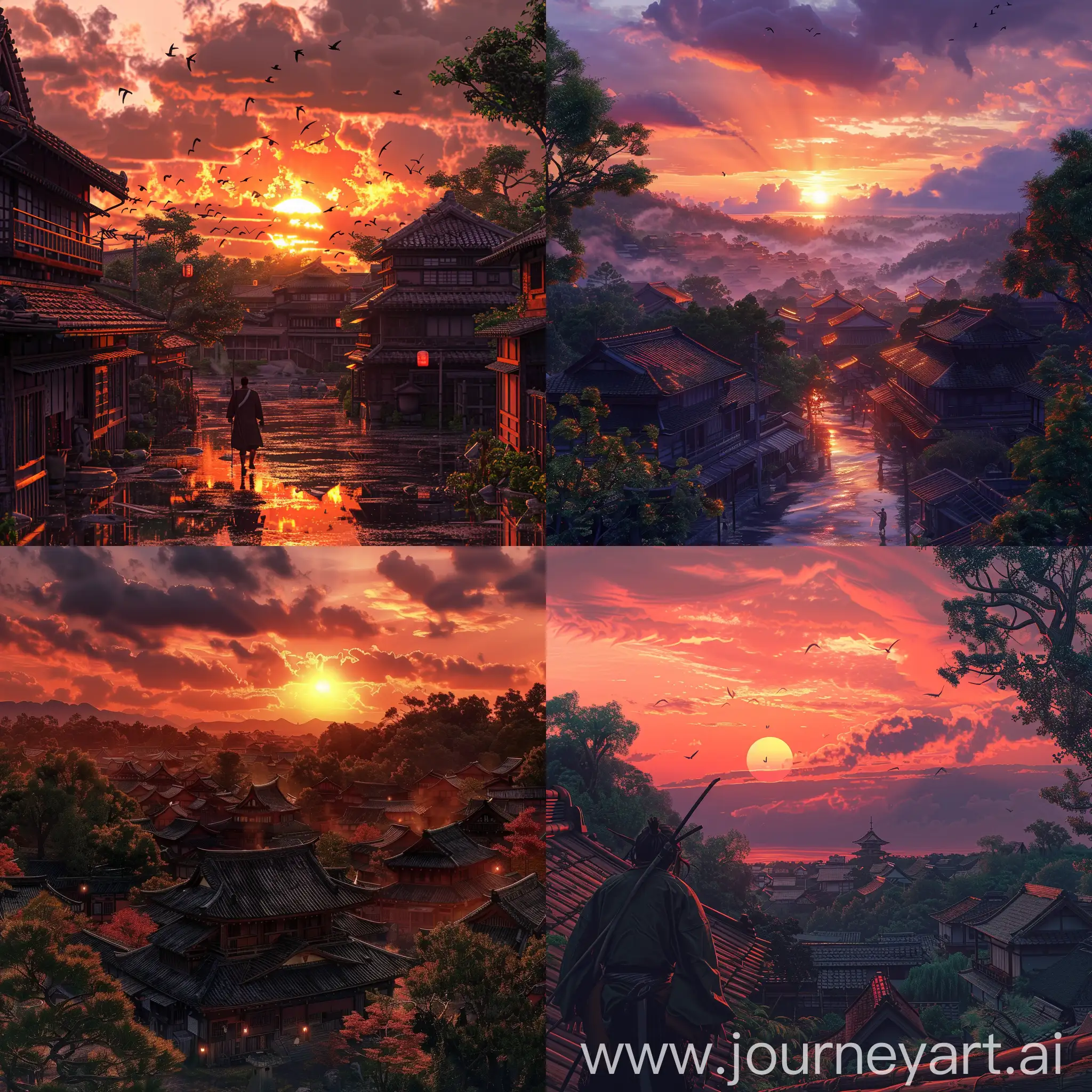 Samurai-Village-at-Sunset-HyperRealistic-Anime-8K-Art