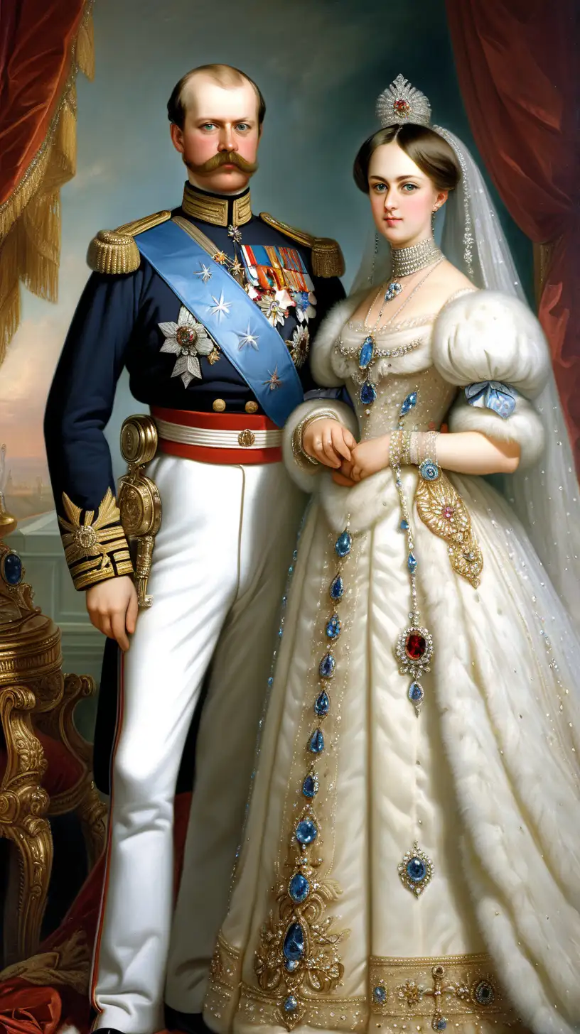 Tsar Alexander II and Maria Dolgorukova , scandal russian monarch, affair