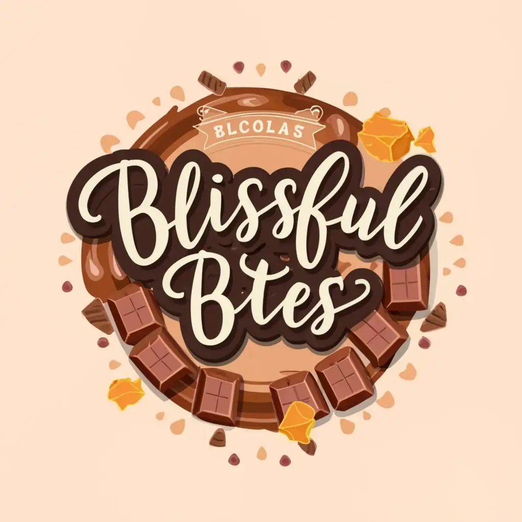 logo, CHOCLATES, with the text "BLISSFUL BITES", typography