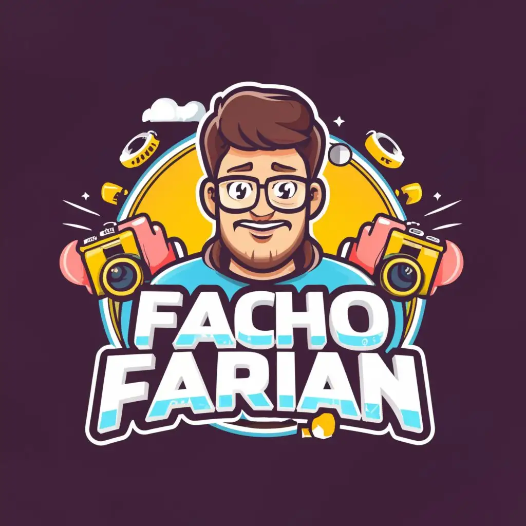 logo, Professional cartoon vloger, with the text "Facho Farman", typography