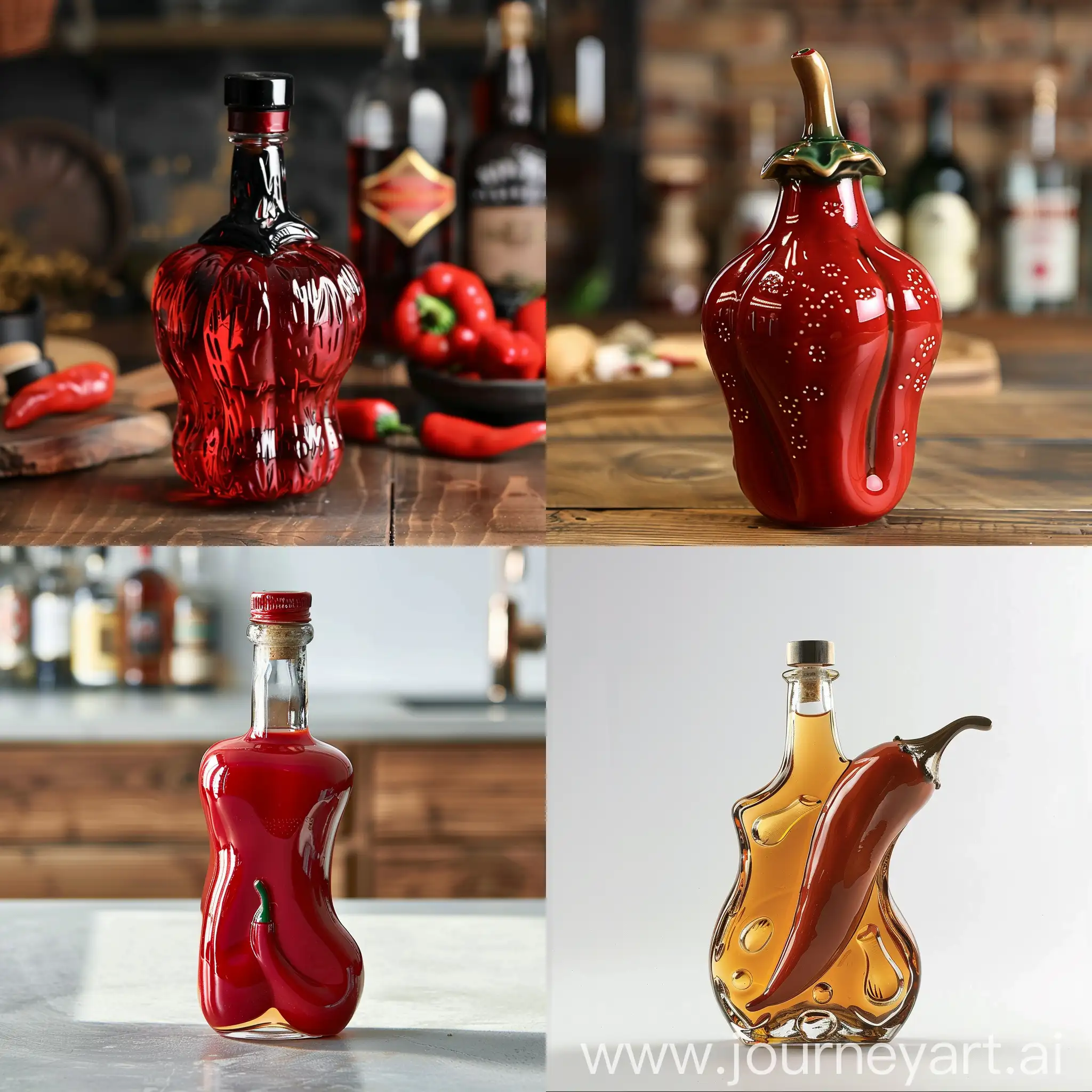 Colorful-PepperShaped-Alcohol-Bottle-on-Vibrant-Background