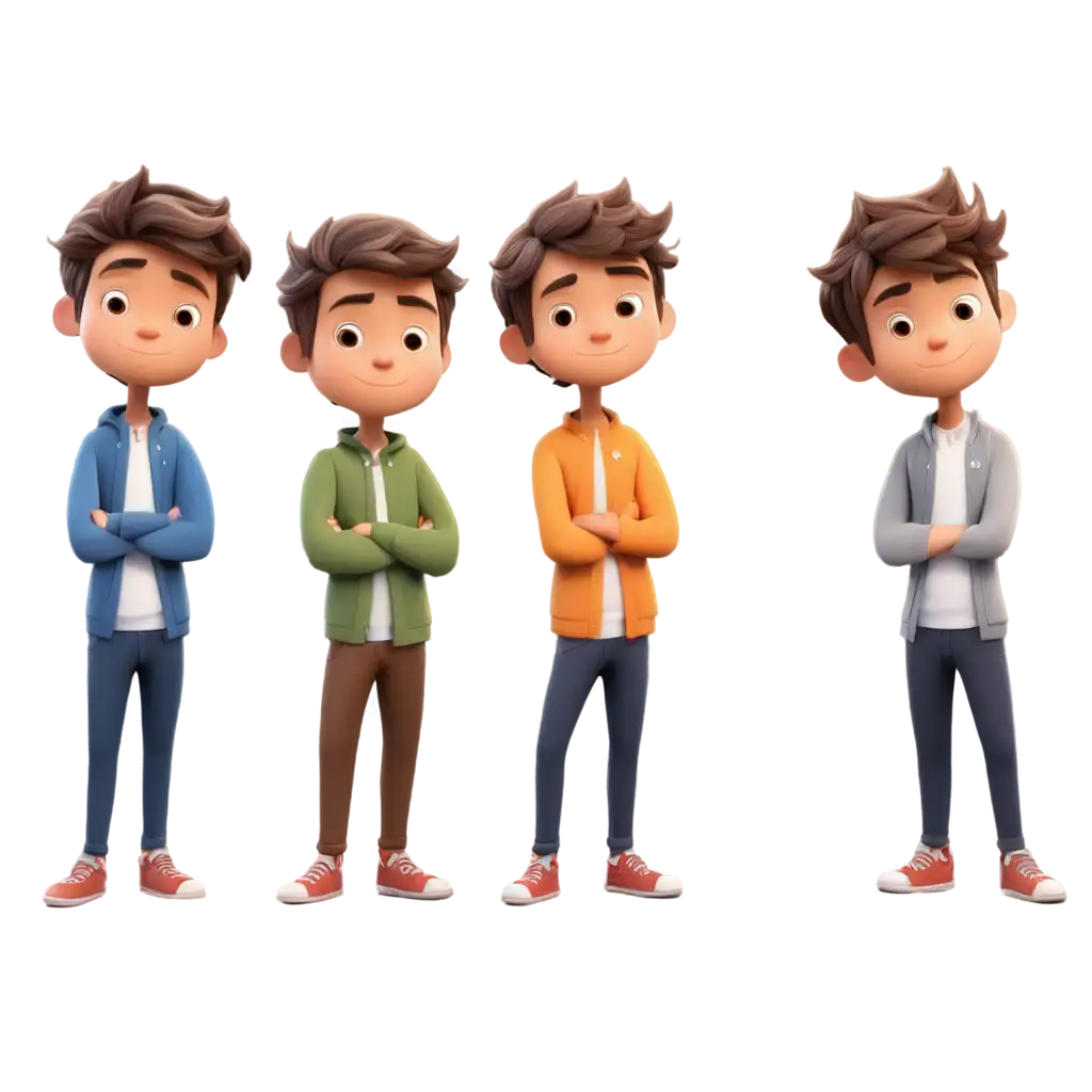 Illustration-of-Cute-Cartoon-Boys-with-Folded-Arms-HighQuality-PNG-Image