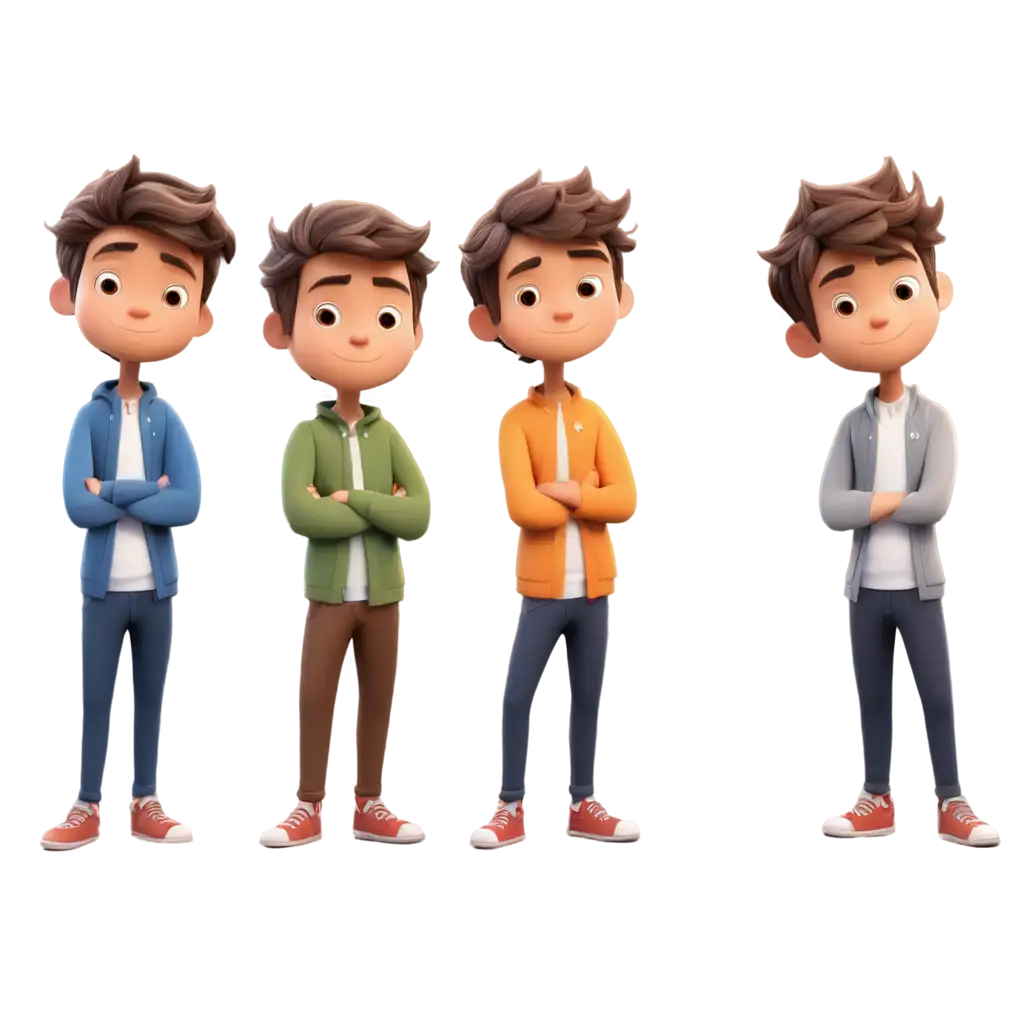 2d illustrator cute cartoon boys folded arms