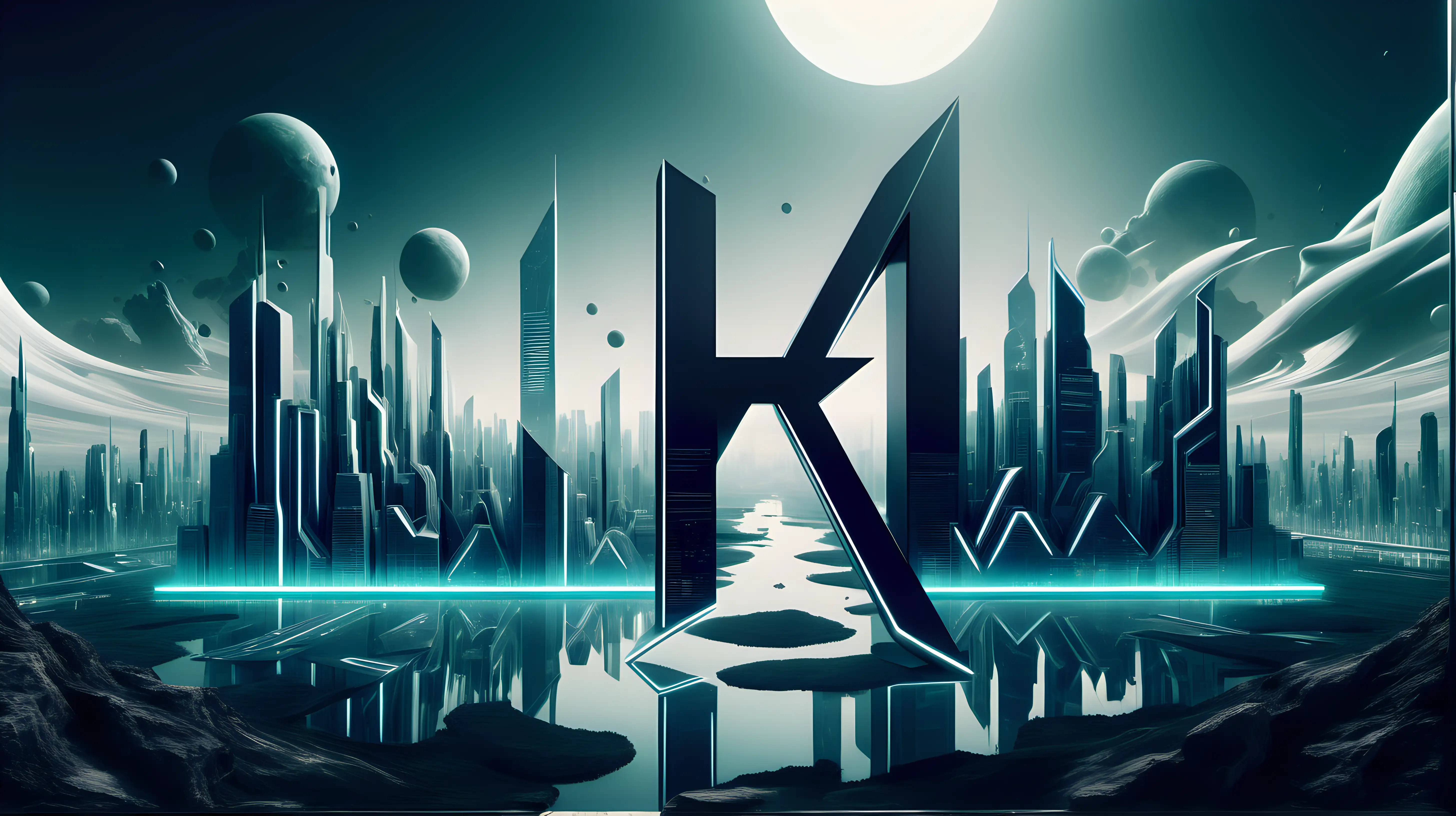 "V.R" displayed prominently in sleek, futuristic lettering against a backdrop of digital landscapes.