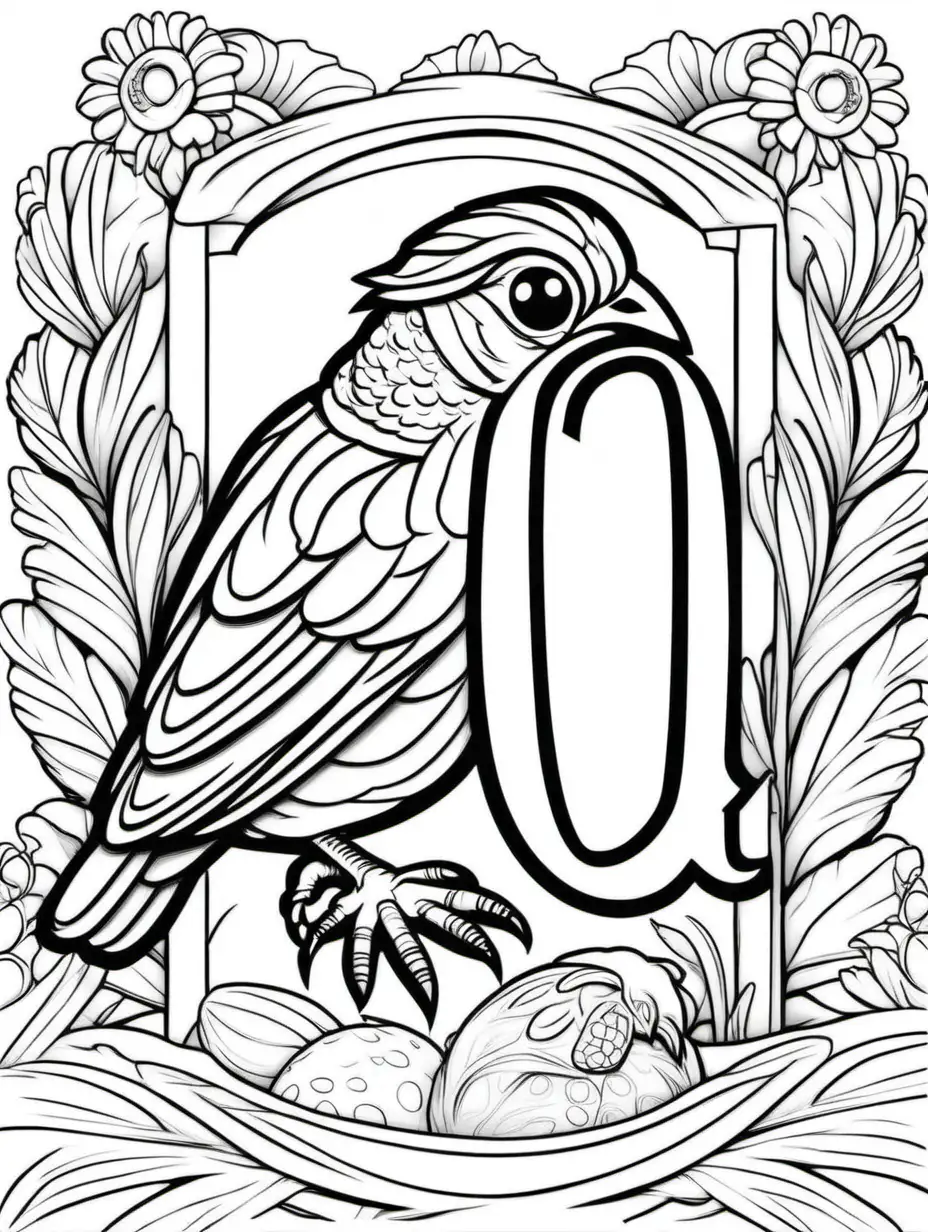 Letter q with a quail Kids coloring book
