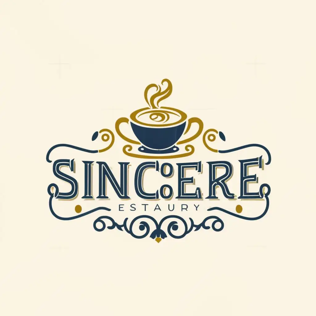a logo design,with the text "Sincere", main symbol:Dark blue, brown, cappuccino,complex,be used in Restaurant industry,clear background