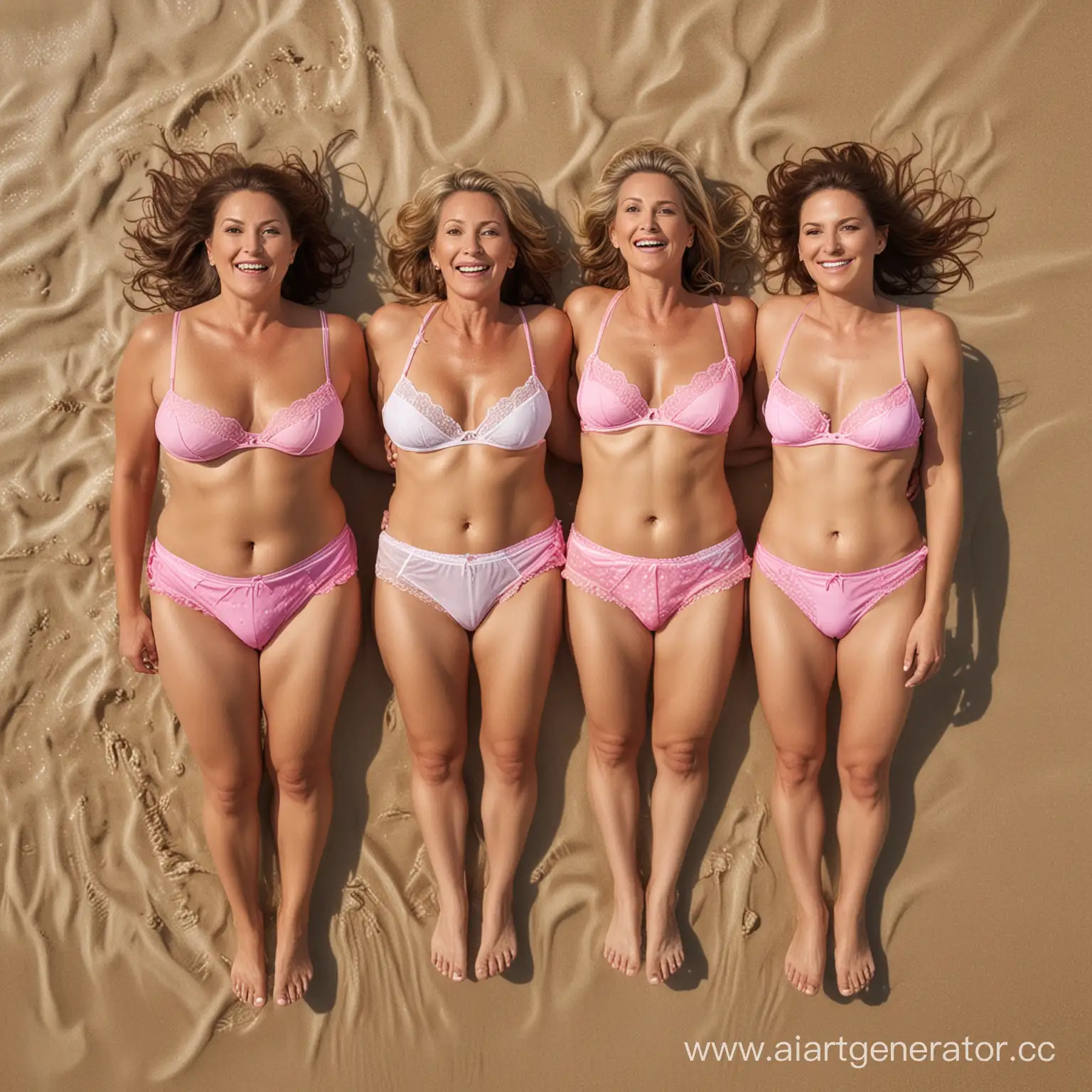 MiddleAged-Women-Wearing-Pink-Panties-on-Beach