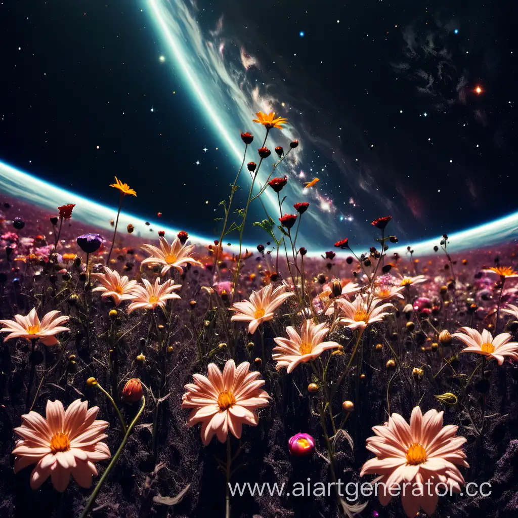 Colorful-Flowers-Floating-in-Space