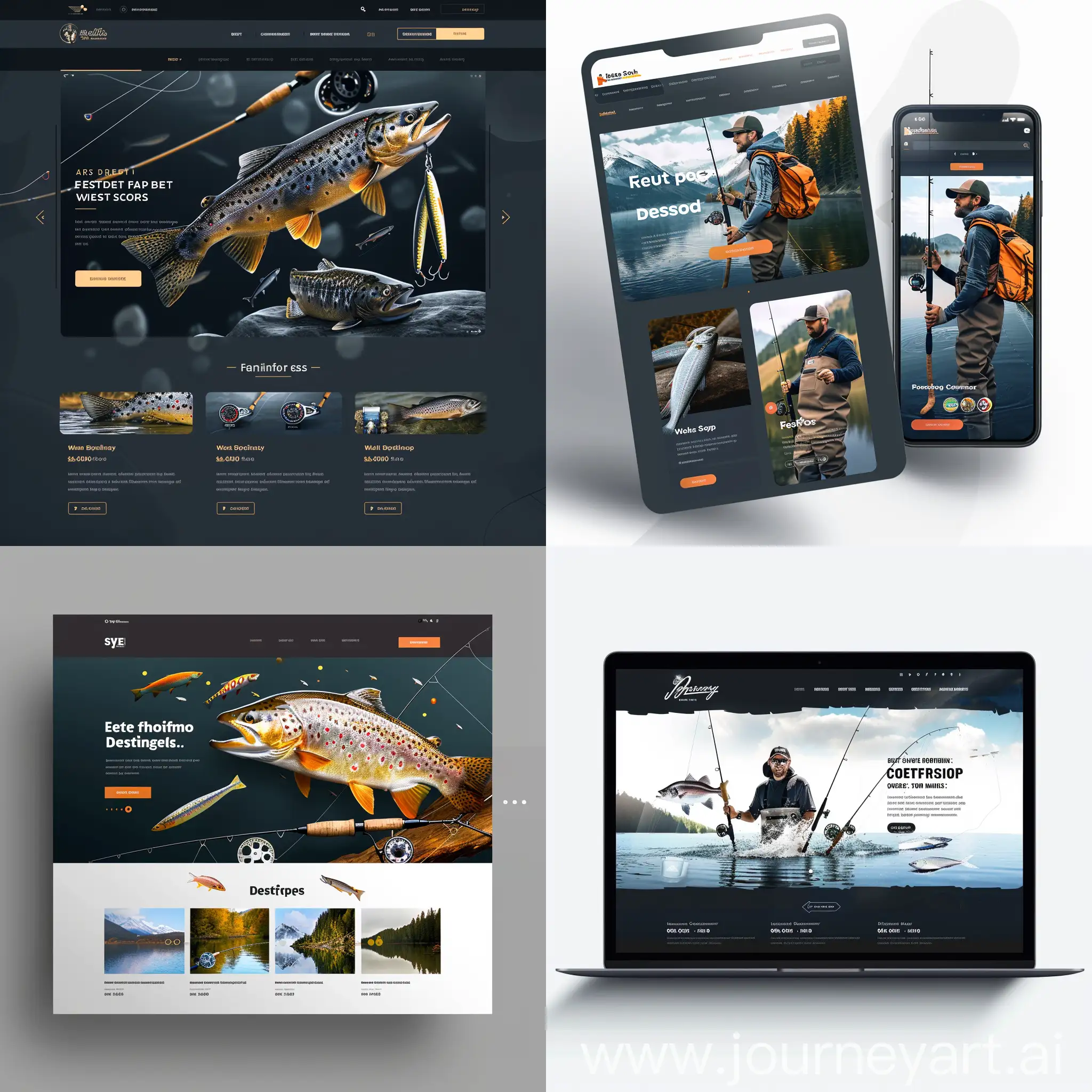 create a mock-up of a fishing store website. Behave like the best graphic designer