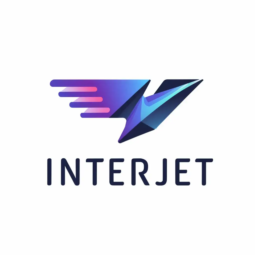 a logo design,with the text "INTERJET", main symbol:High speed internet service provider, Symbol, Icon, and line art bird, crafted bird.,Minimalistic,be used in Internet industry,clear background