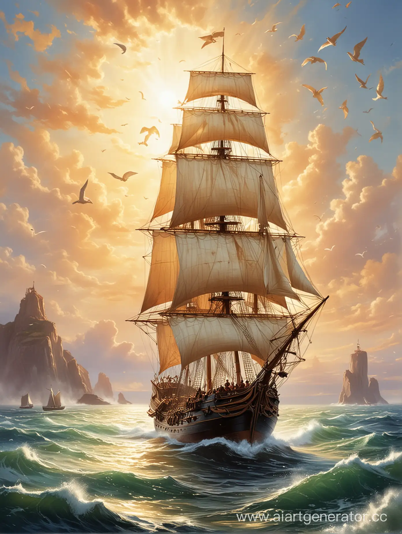 Sails-of-Hope-and-Dreams-Captivating-Oceanic-Journey-Poster