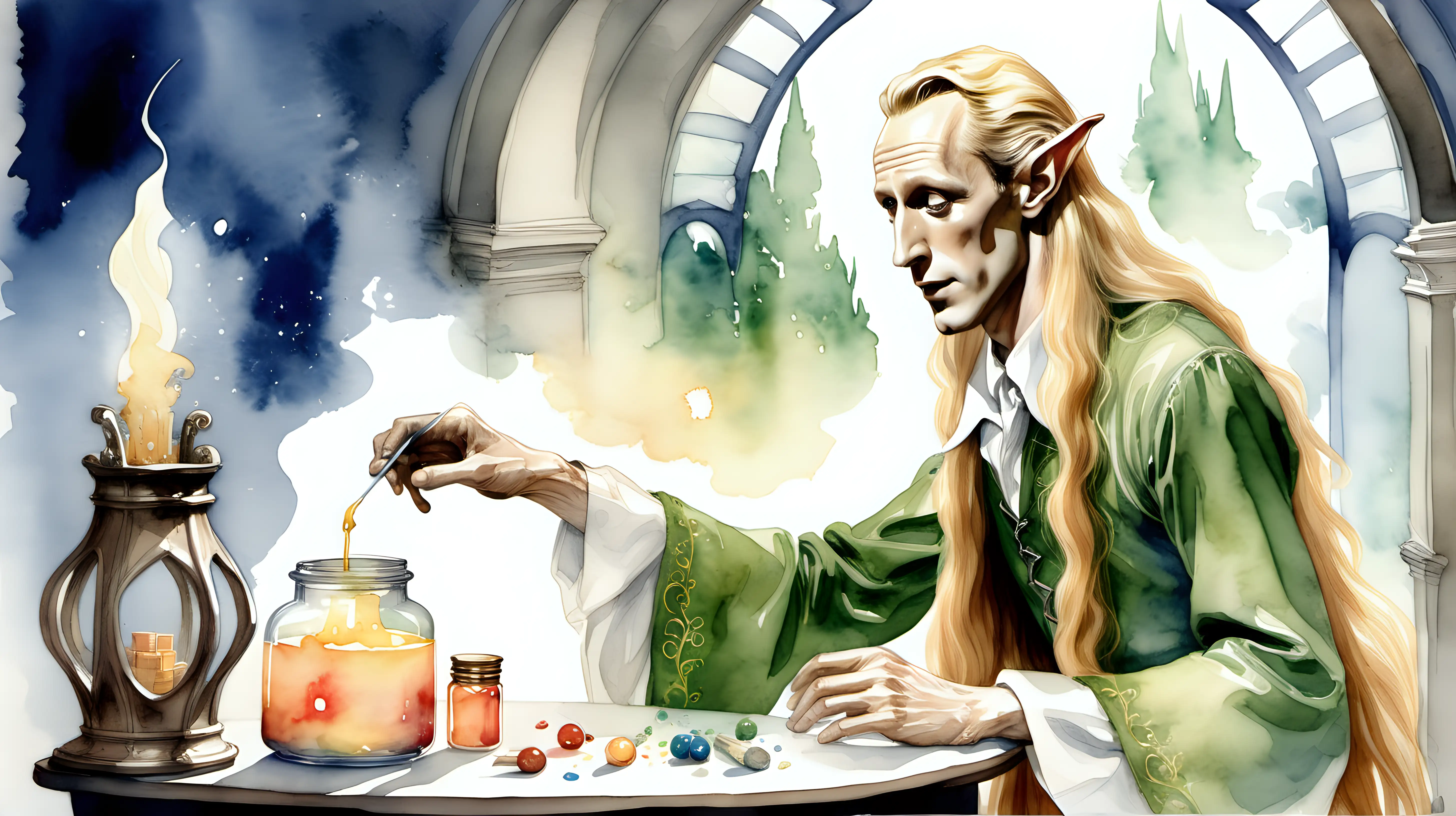 Enchanting Watercolor Fairytale Blond Leslie Howard Casting a Magical Spell