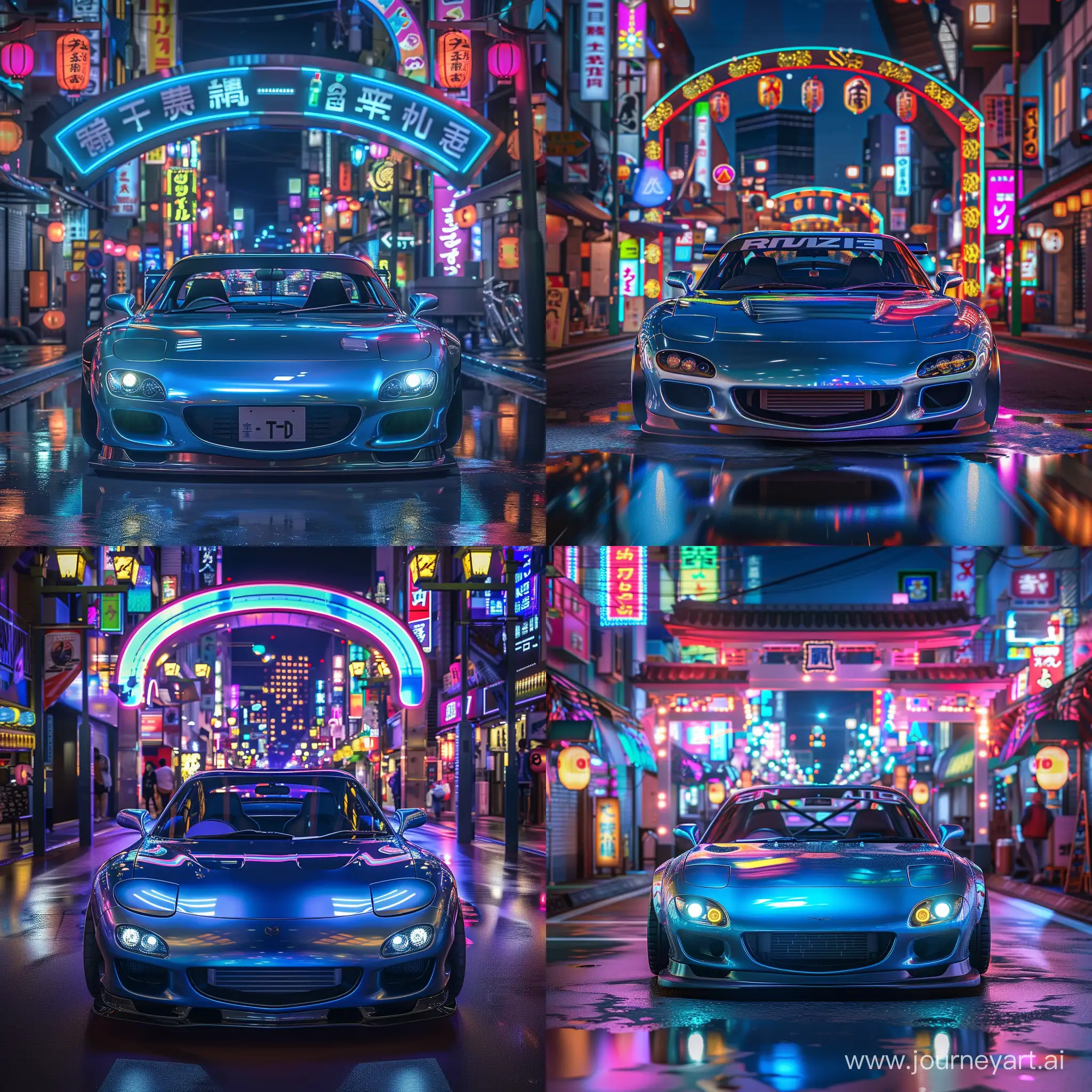 NeonLit-Tokyo-Street-Mazda-RX7-FD-with-Raised-Headlights