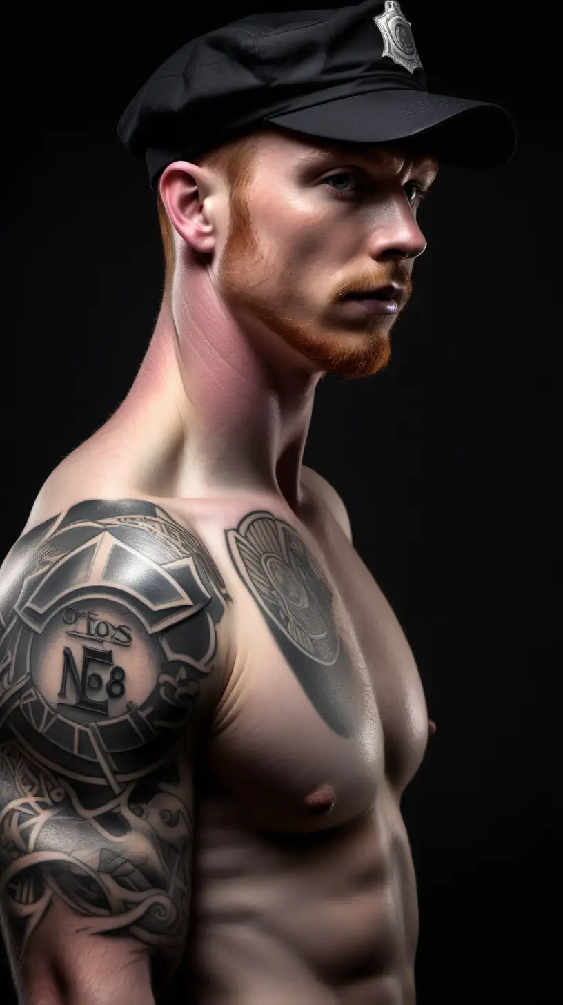 Mythical Ginger Male Fireman in Sailor Hat UltraRealistic Body Art