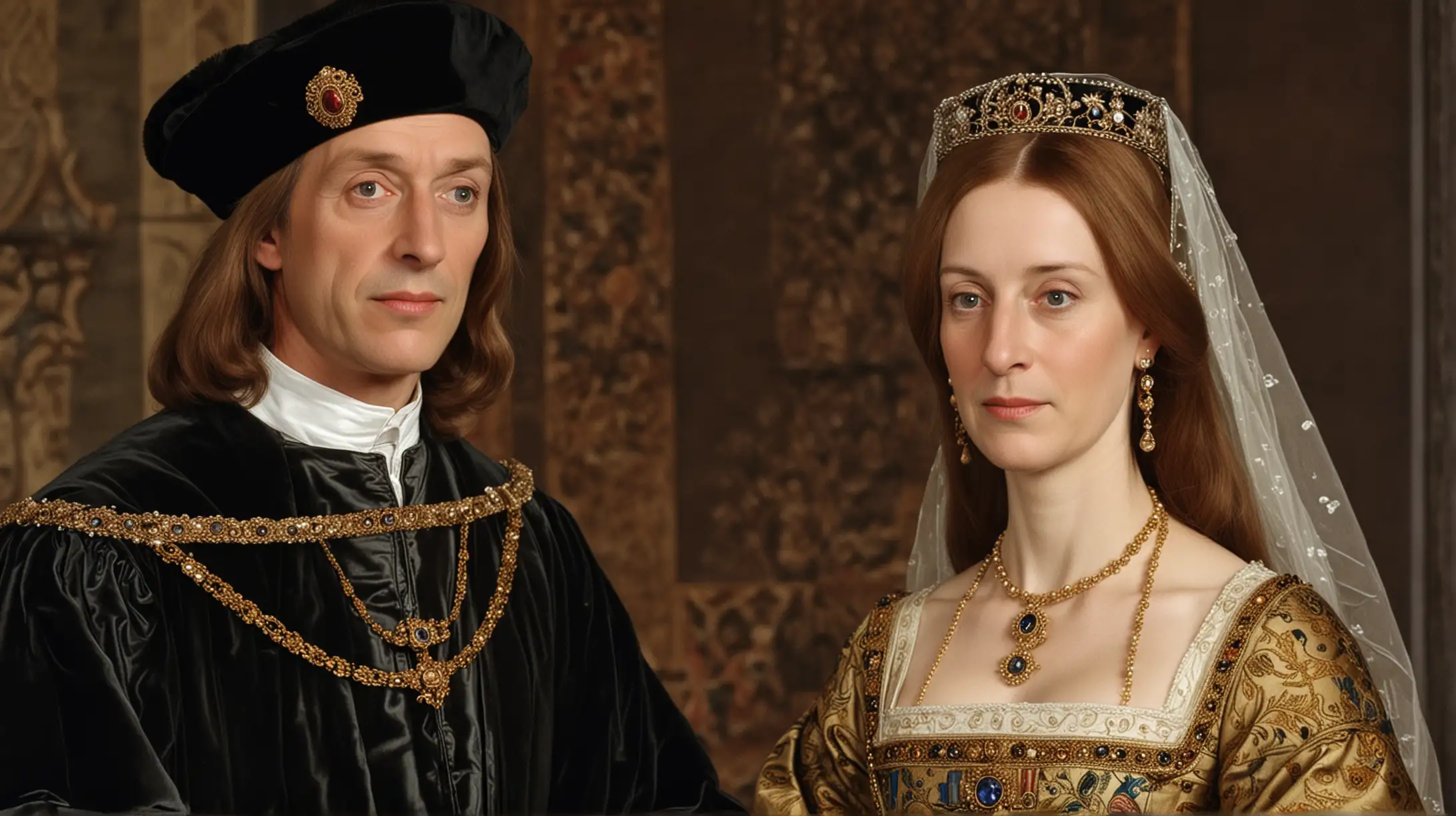 Royal Couple Henry VII and Elizabeth of York in Historical Regalia