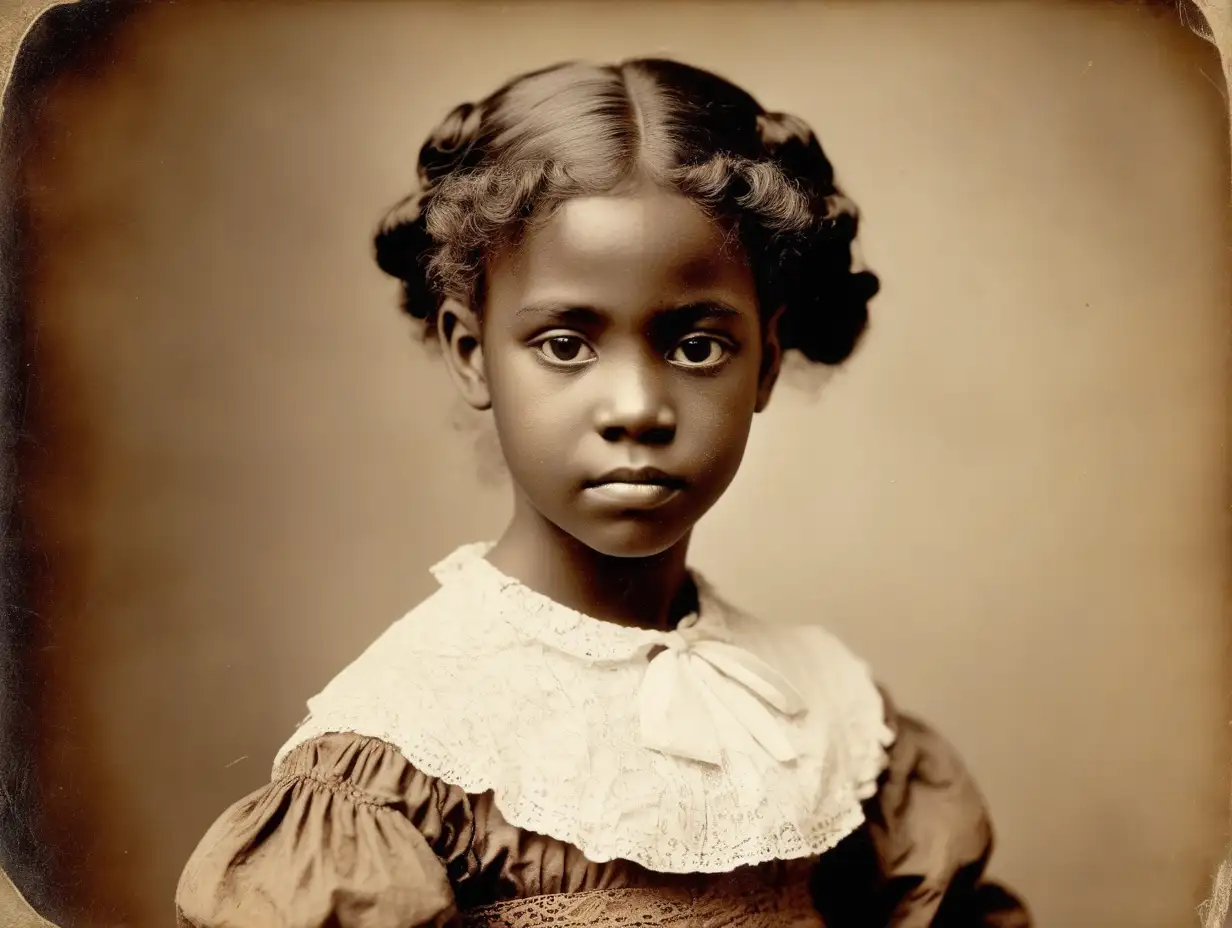 Historical Portrait of an 1800s Young Black Girl in Traditional Attire