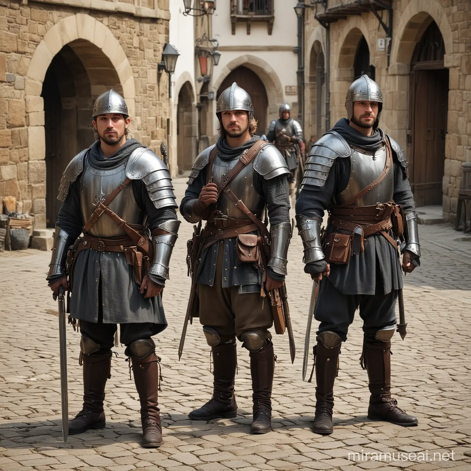 guards, medieval, townspeople, fantasy, armed
