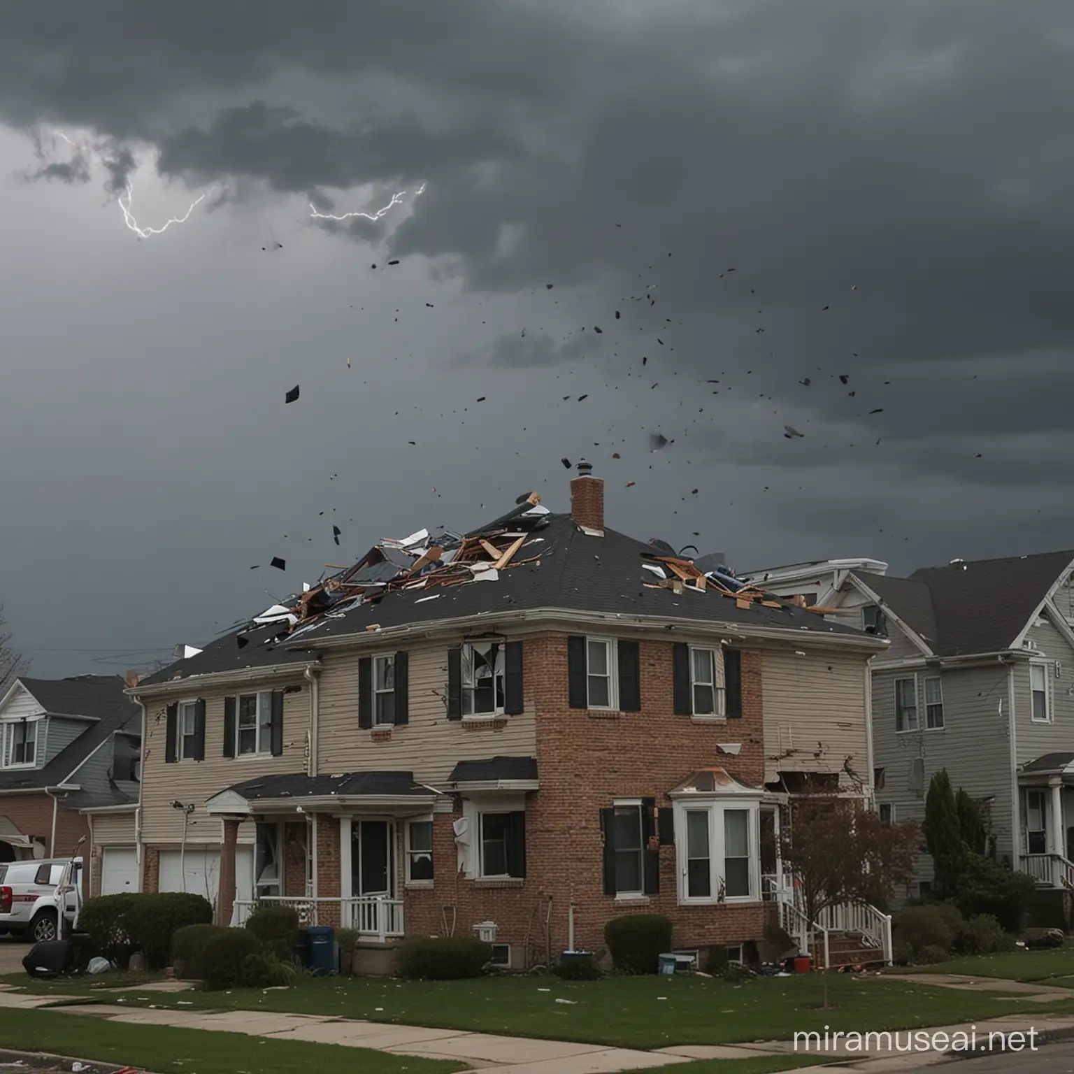 Unexpected Storm Neighborhood Reacts as Wind Rips House Roof