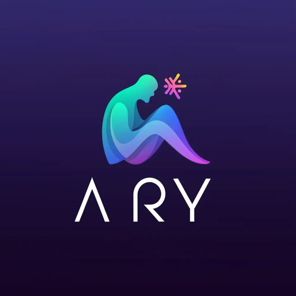 a logo design,with the text "Ary", main symbol:a man who is sitting and thinking big doing something in life

,Moderate,clear background