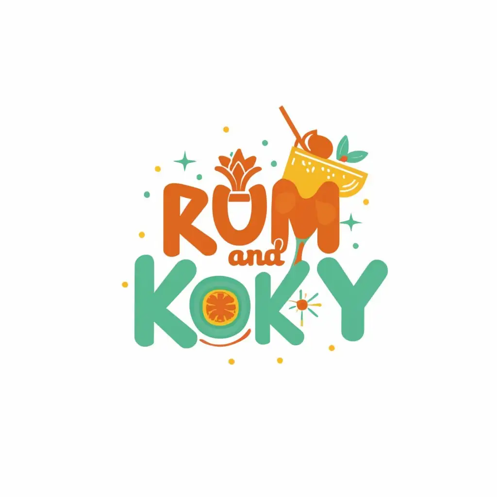 a logo design,with the text "Rum and Koky", main symbol:tropical,Moderate,be used in Restaurant industry,clear background