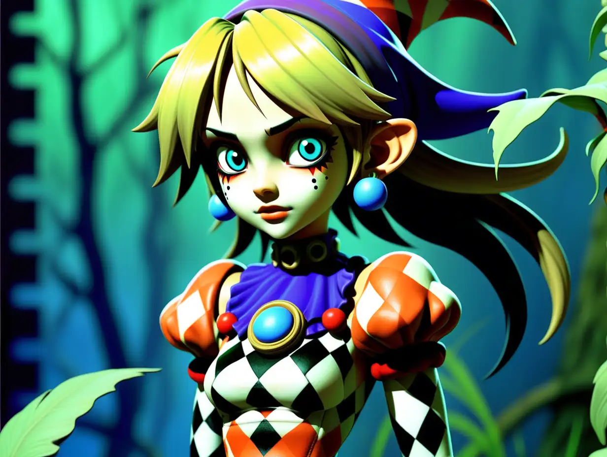 Harle Chrono Cross harlequin girl. background is swamp