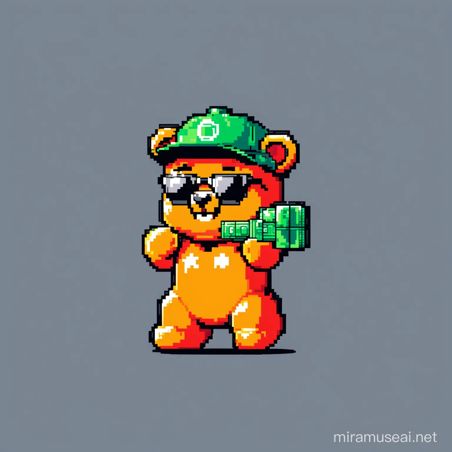 Colorful 8 Bit Gummy Bear Mascot for Crypto Meme Token