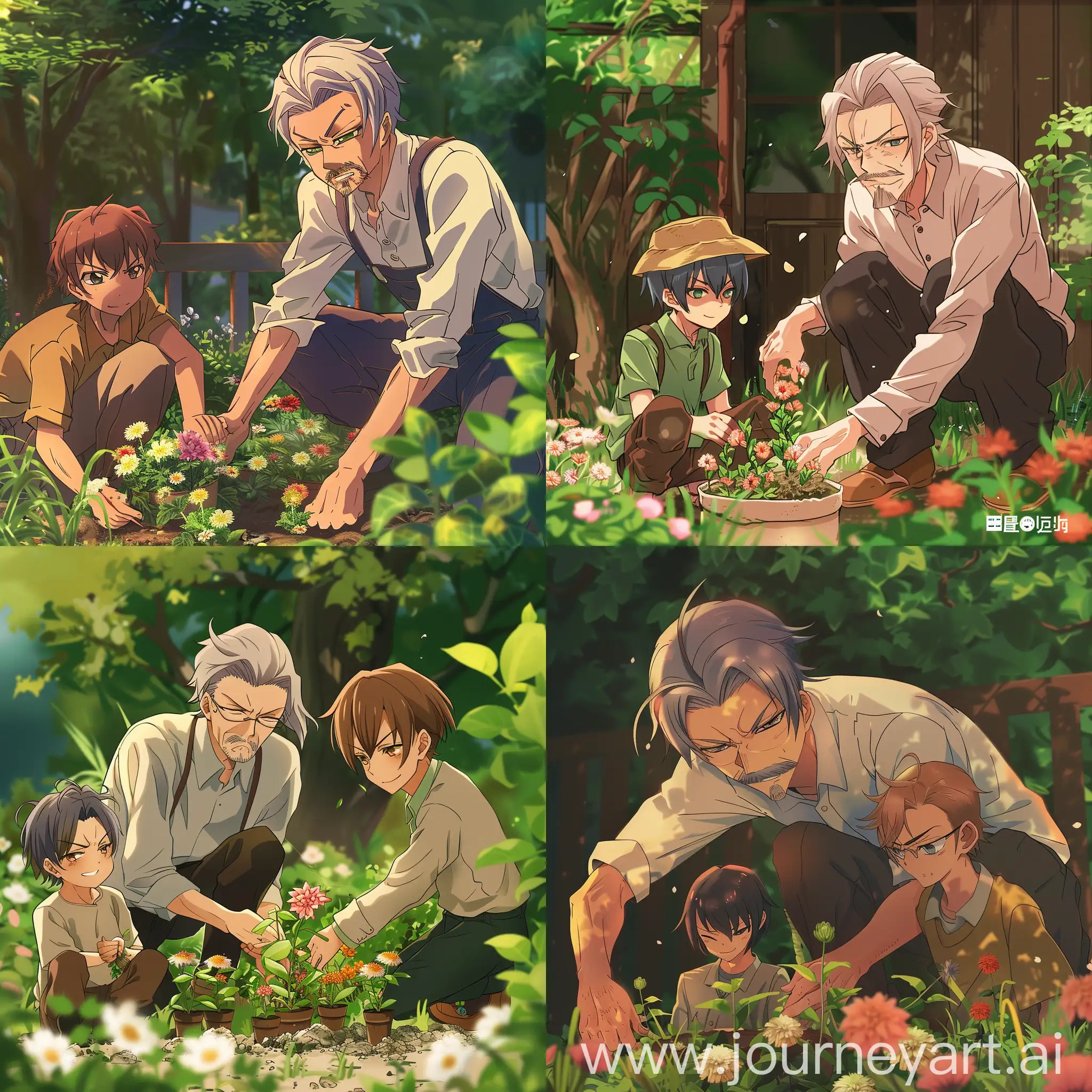Elderly-Mentor-and-Youth-Cultivate-Blossoms-in-Anime-Garden