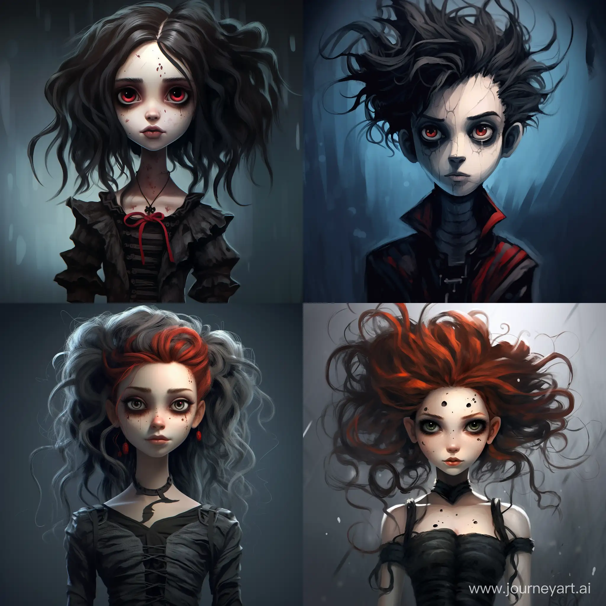 Anime character in the style of Tim Burton 