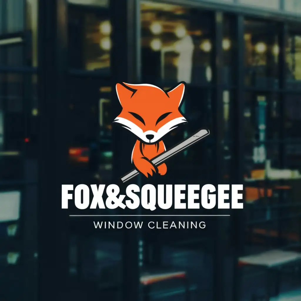 LOGO-Design-for-Fox-Squeegee-Window-Cleaning-Playful-Fox-with-Squeegee-Emblem-on-a-Clear-Background