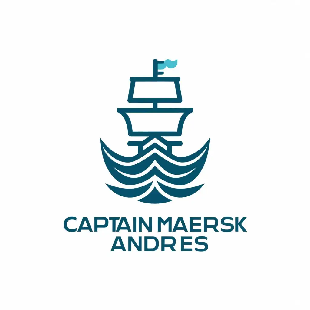 a logo design,with the text "Captain Maersk Andres", main symbol:Marine , vessel,  helm,Minimalistic,clear background
