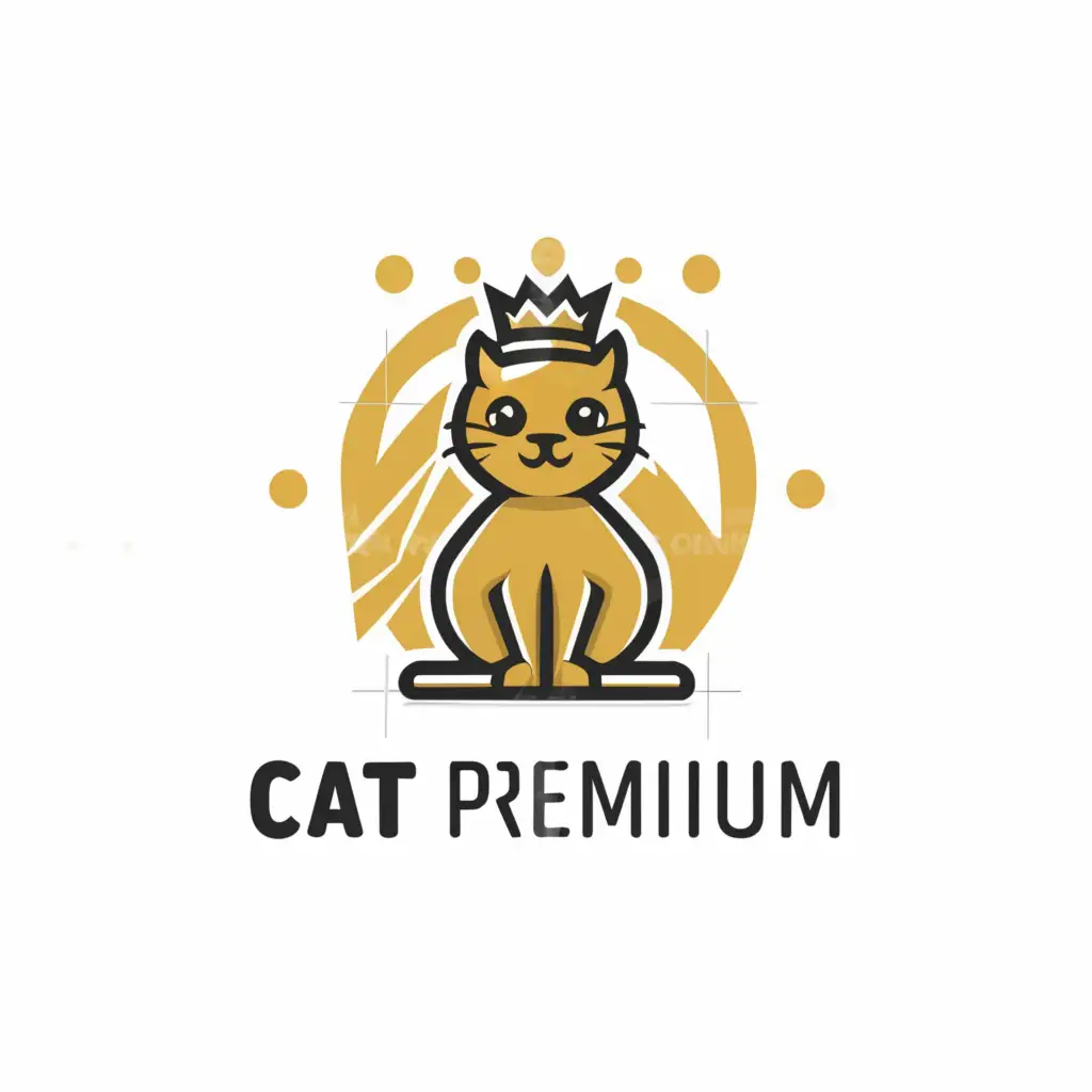 LOGO-Design-for-Cat-Premium-Feline-Majesty-with-Starburst-Emblem-on-a-Sleek-Background