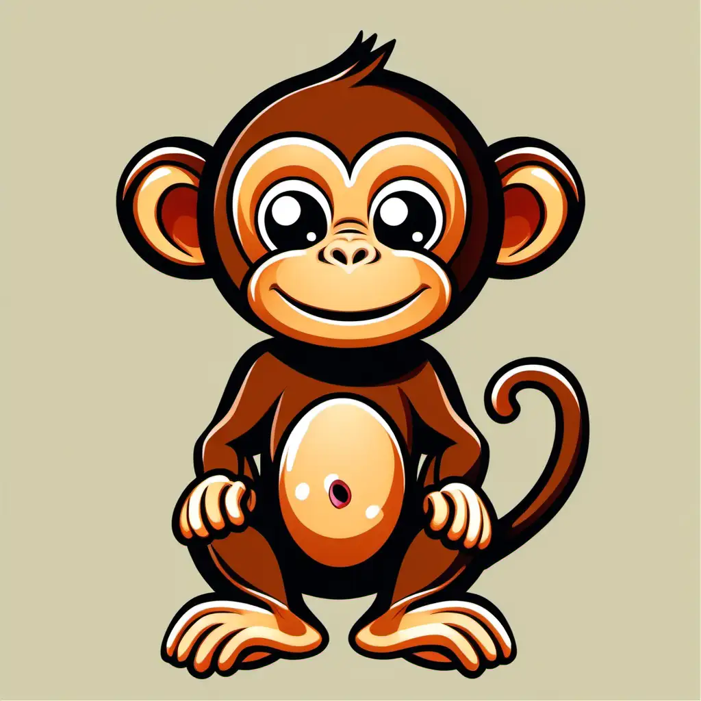 Playful Transparent Cartoon Monkey Icon