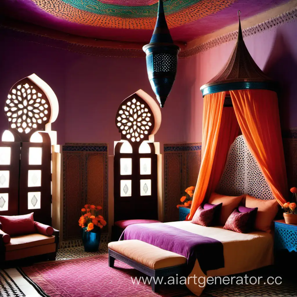Moroccan bedroom magical with flowers 