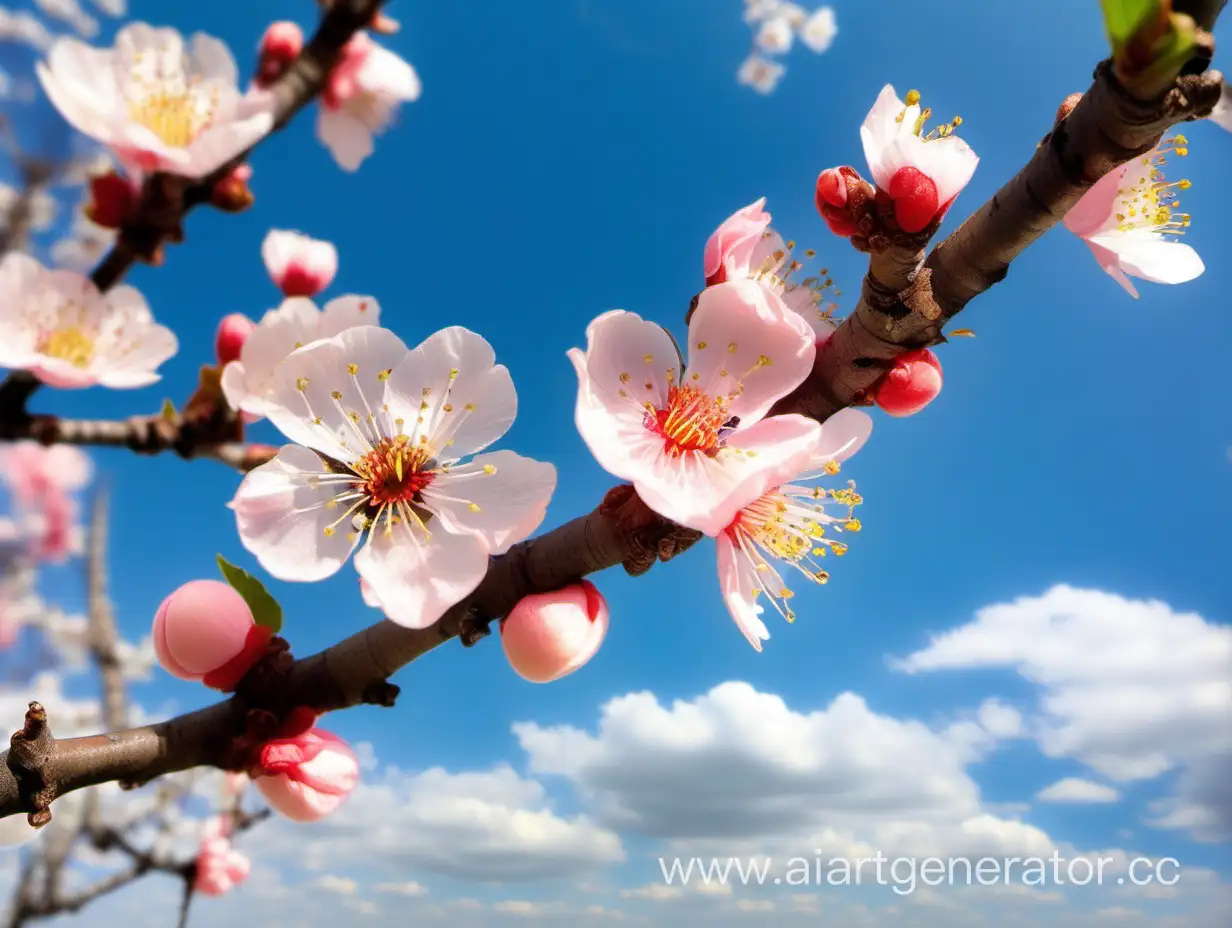 Vibrant-Spring-Scene-Apricot-Blossom-Blooms-Against-the-Sky