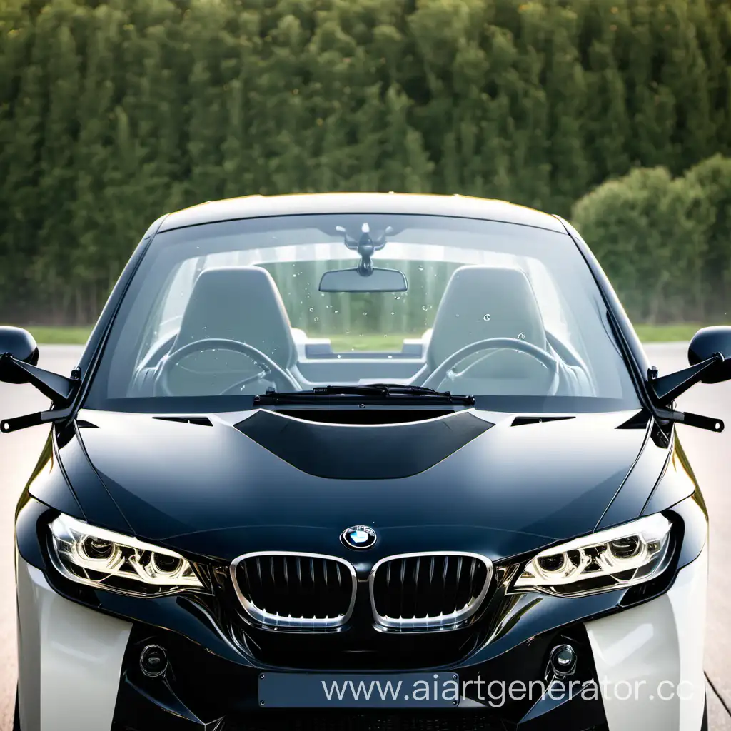 Sleek-BMW-Windshield-Reflecting-Urban-Skyline