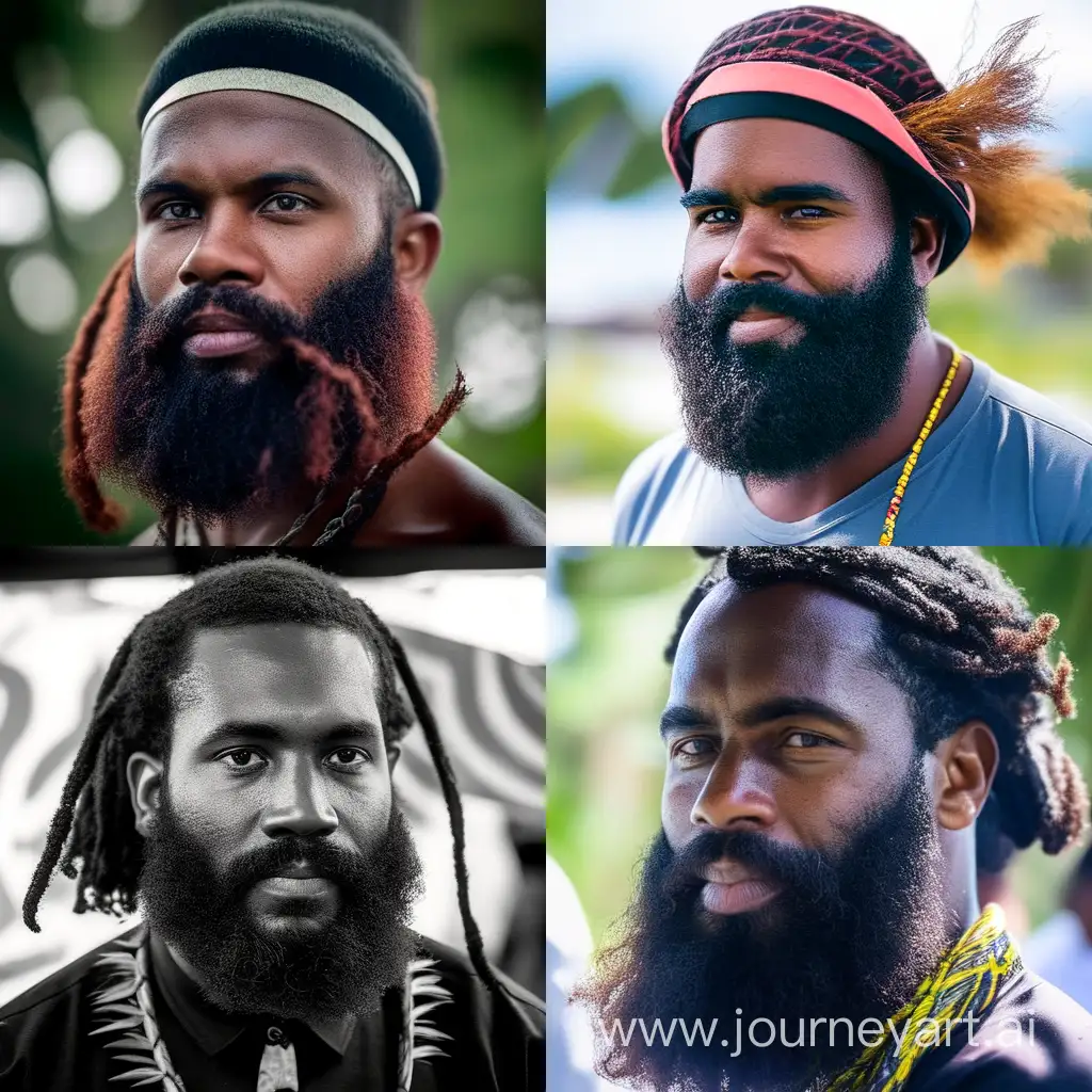 Papua-New-Guinean-Bearded-Man-in-Traditional-Attire