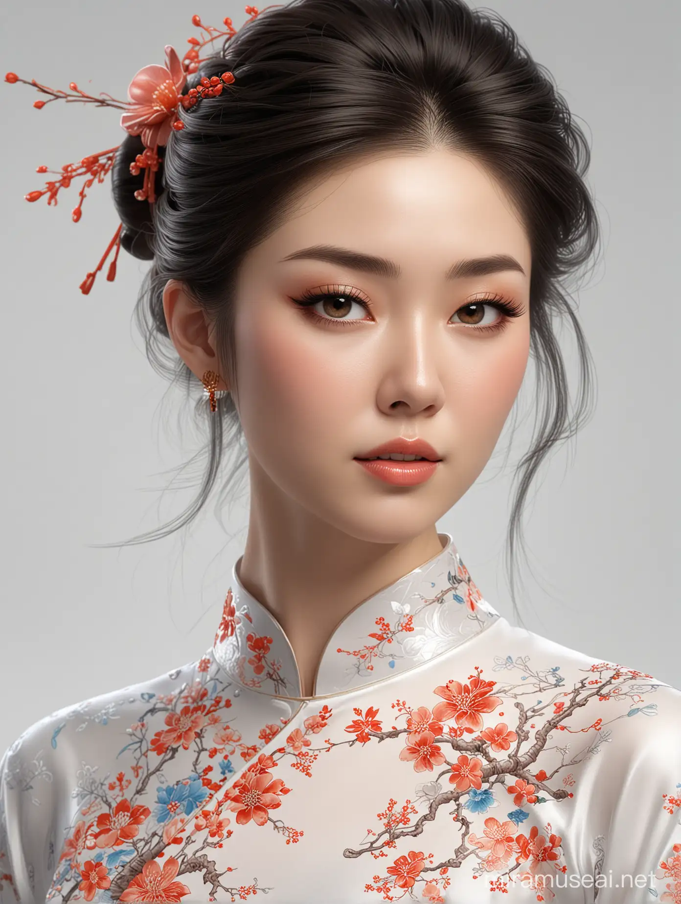 Modern Chinese Cheongsam Portrait in High Detail