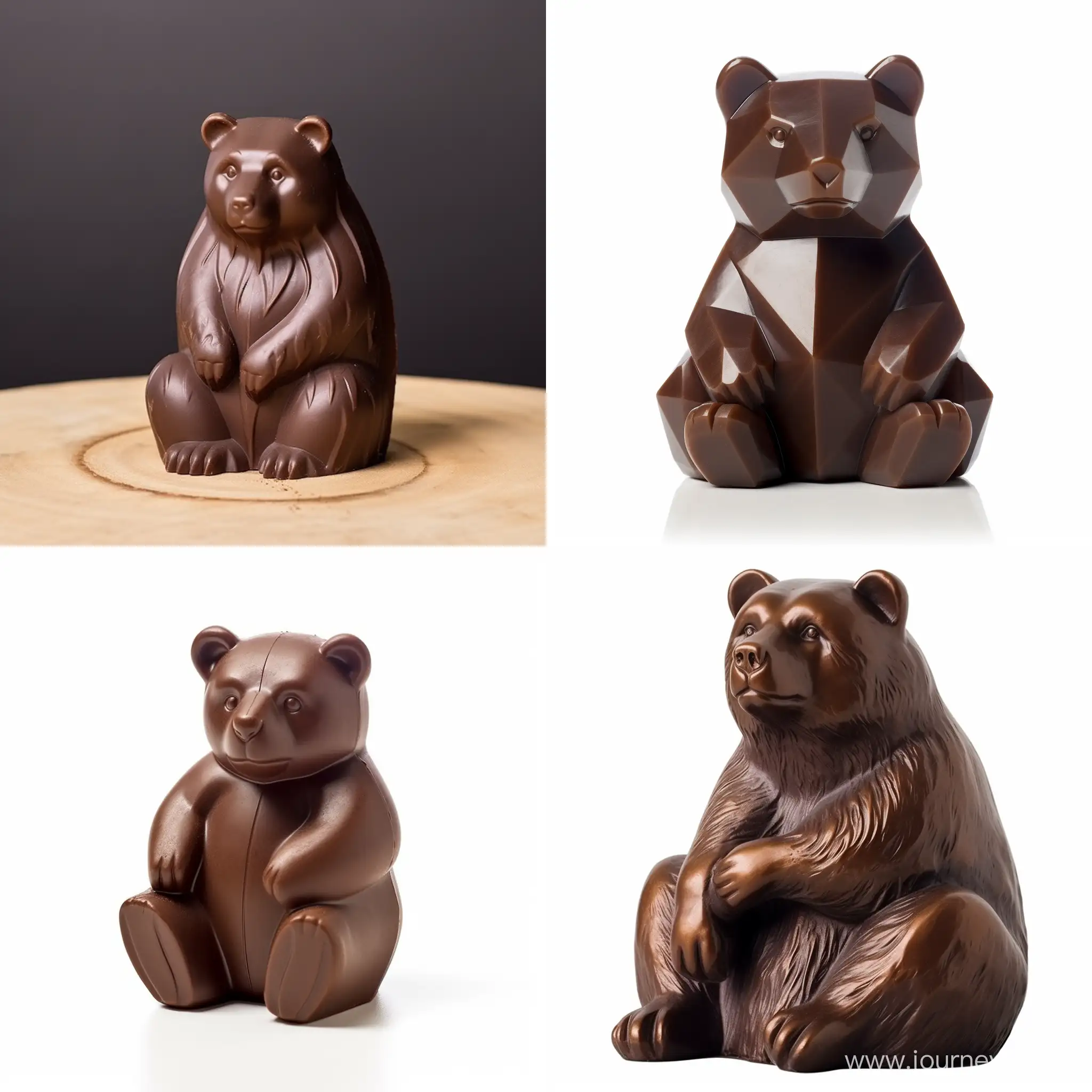 Chocolate in the shape of a bear with a two-dimensional angle to make the most of the chocolate. Dimensions: height 5 cm, width 3 cm, diameter 3 cm.