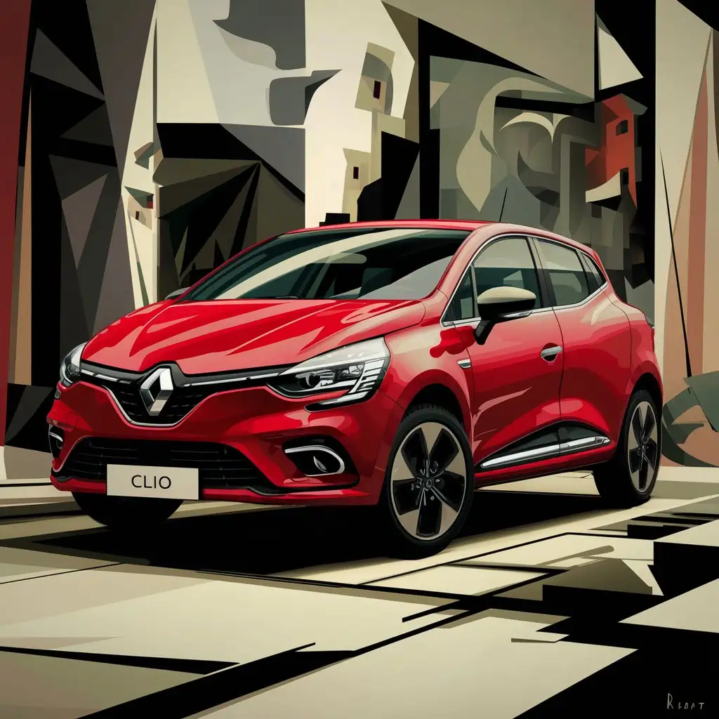 Cubist-Red-Renault-Clio-Abstract-Artistic-Rendering-of-a-Vibrant-Car