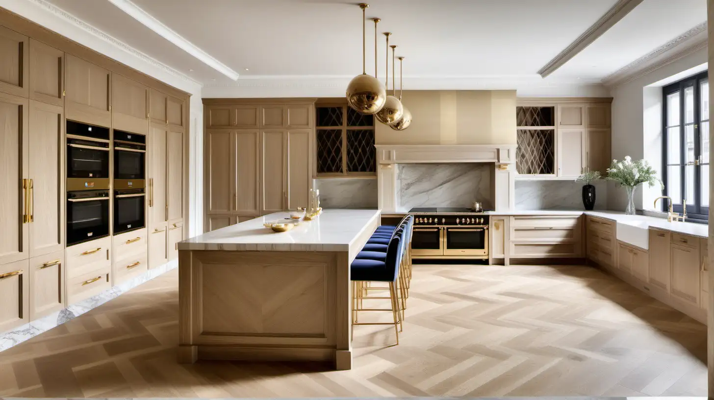 Luxurious Modern Parisian Kitchen with Oak Island and Ilve Oven