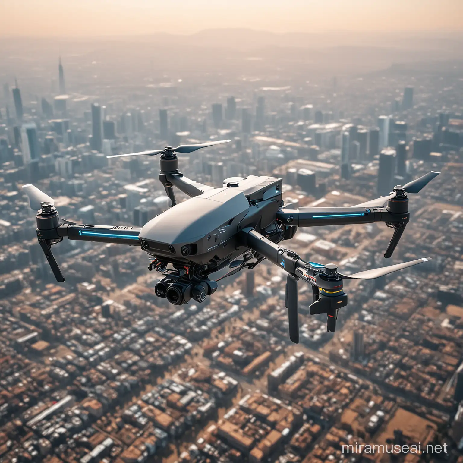 Dron con armas inmovilizadoras y con videovigilancia modernas y rebotadoras de señales 
